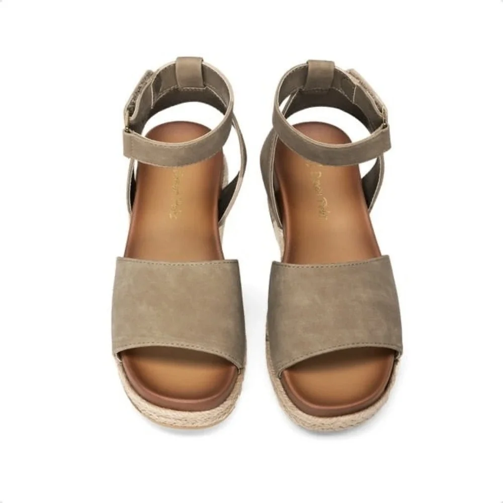 Dream Pairs Girls Taupe Flatform Wedge Espadrille Sandals KKUMWS2501 Size 2 NEW